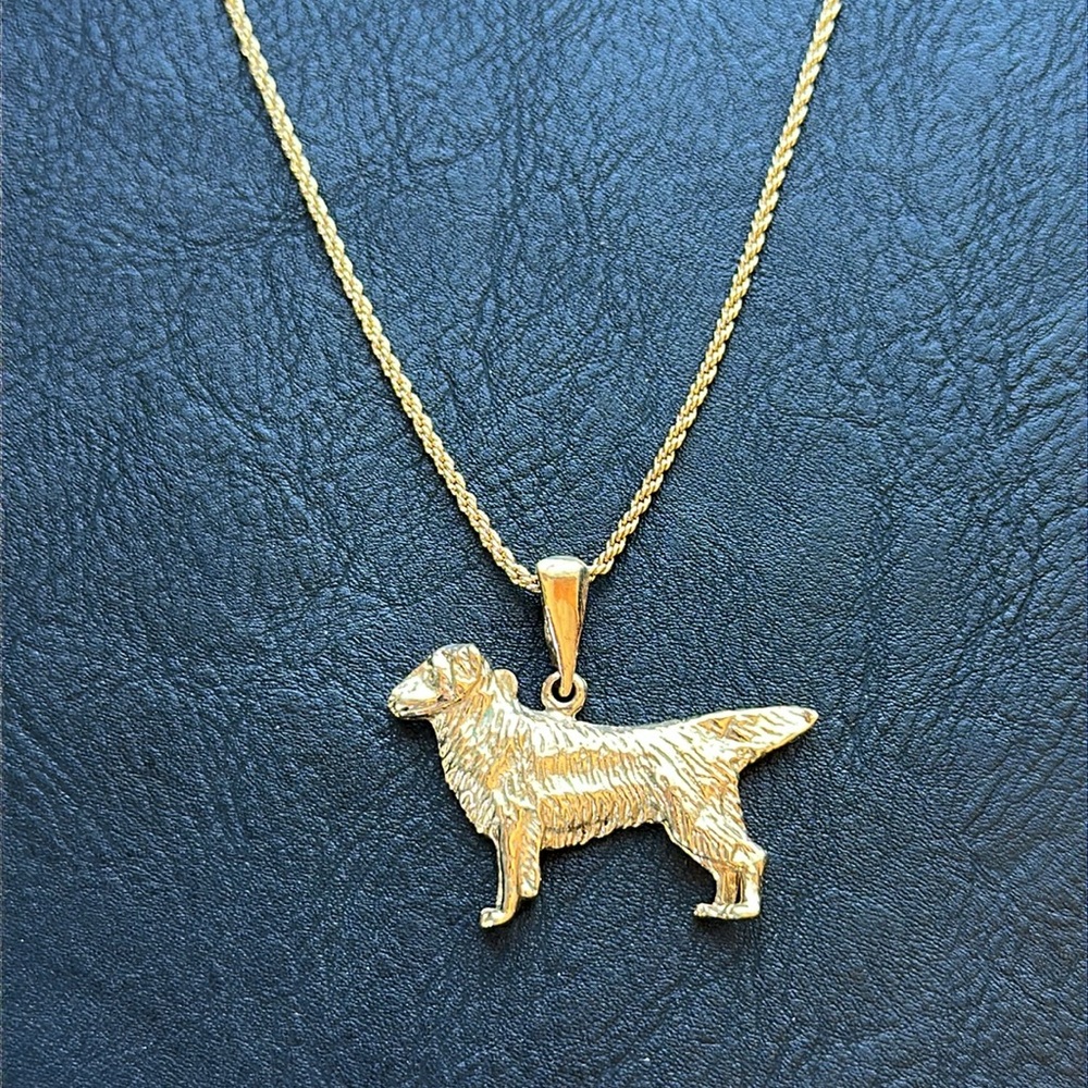 Vintage Gold Dog Pendant Necklace 16” Chain Karatbond 24k Gold Plated